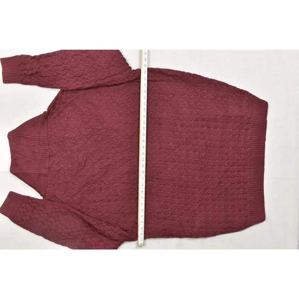 Oak Hill Men's 4XLT Burgundy Shawl Neck Cable Knit Cotton Sweater NWT Big & Tall